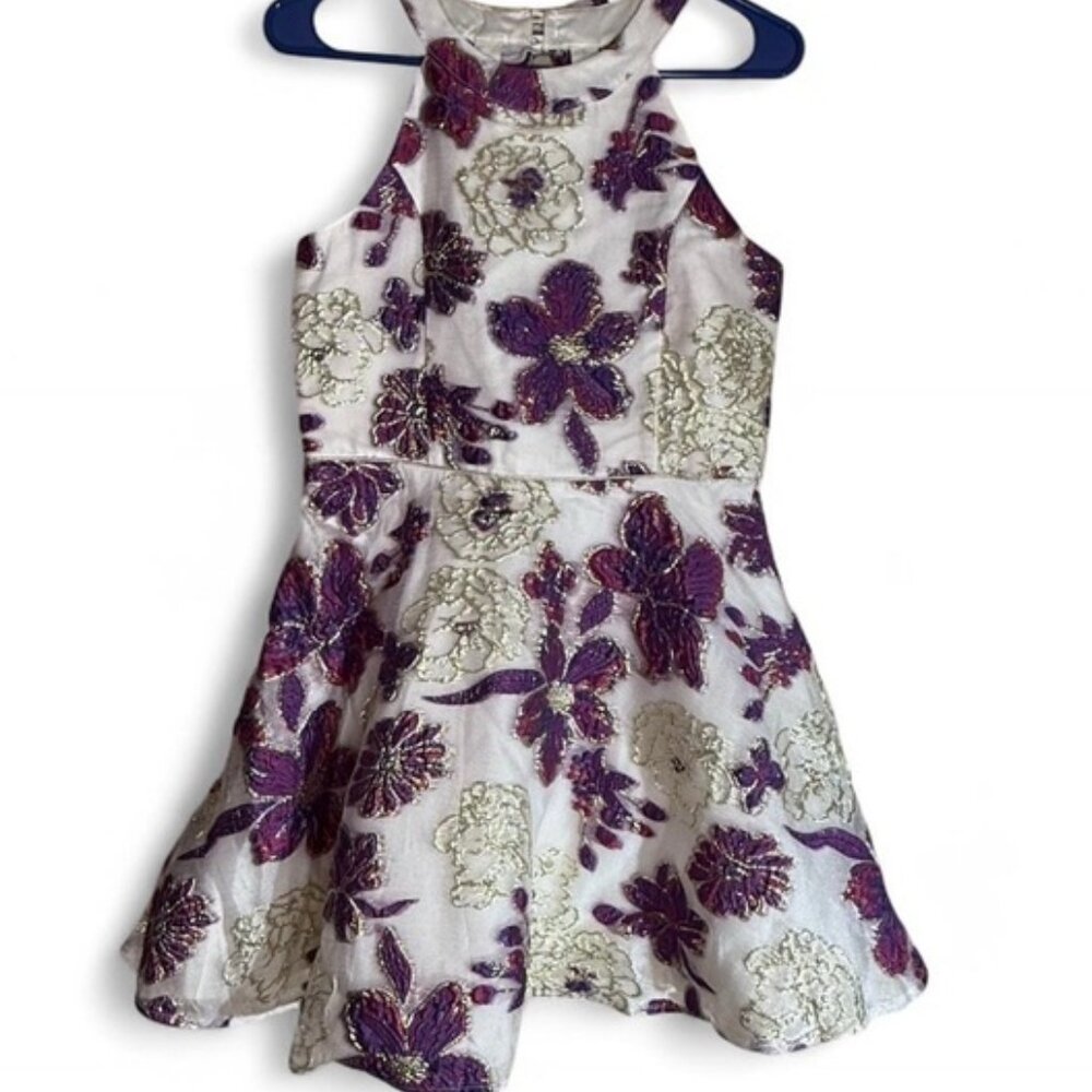 Purple and Cream Floral  Dress